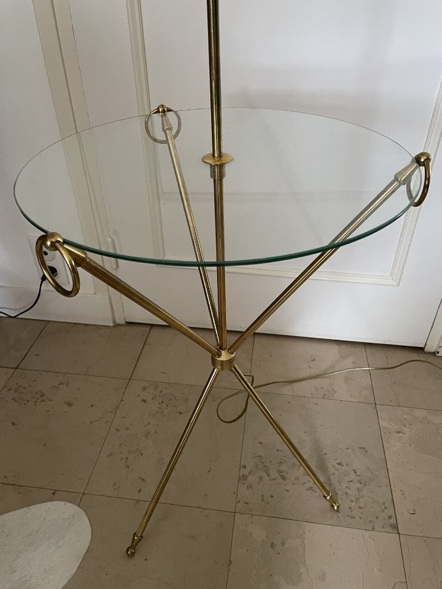 ancien lampadaire Maison Jansen Laiton et verre vintage epoque 1960 1970-photo-4