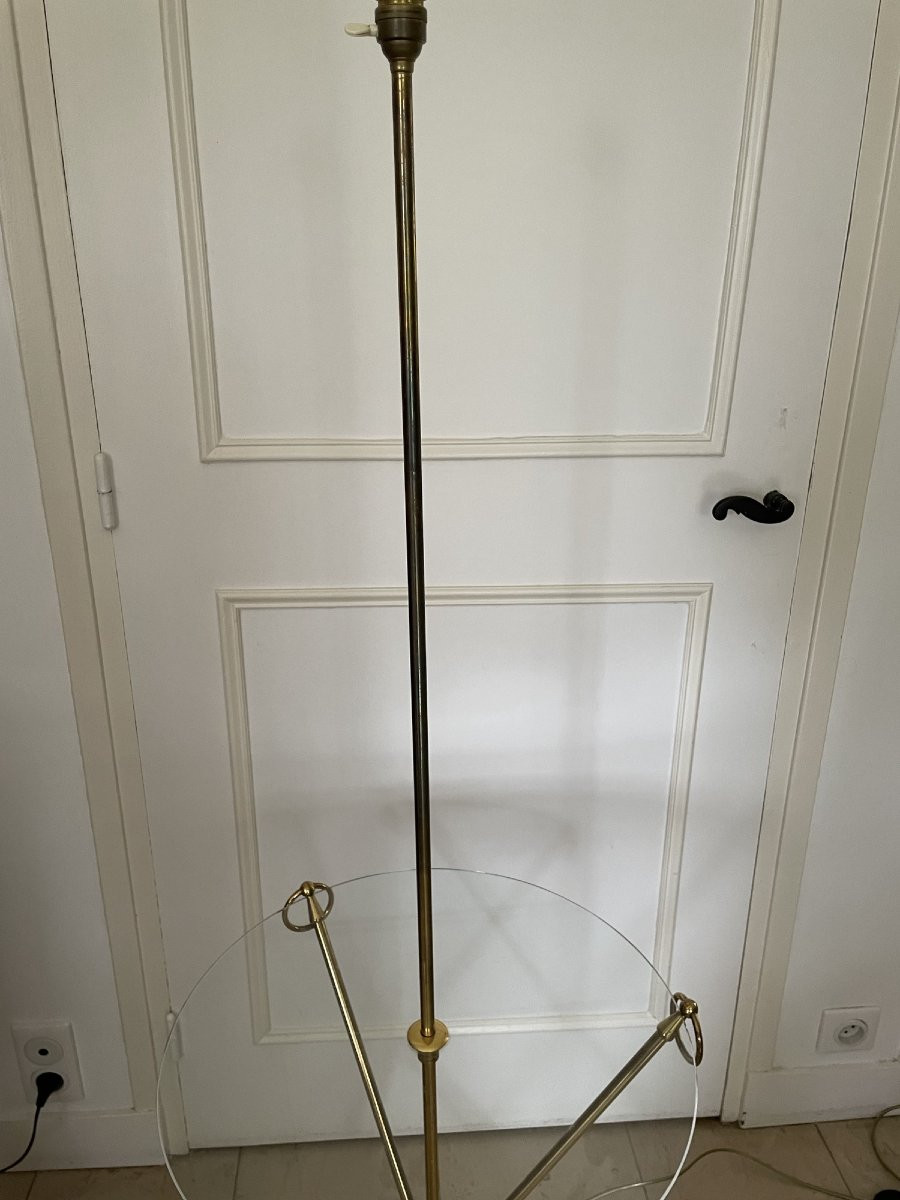 ancien lampadaire Maison Jansen Laiton et verre vintage epoque 1960 1970-photo-3