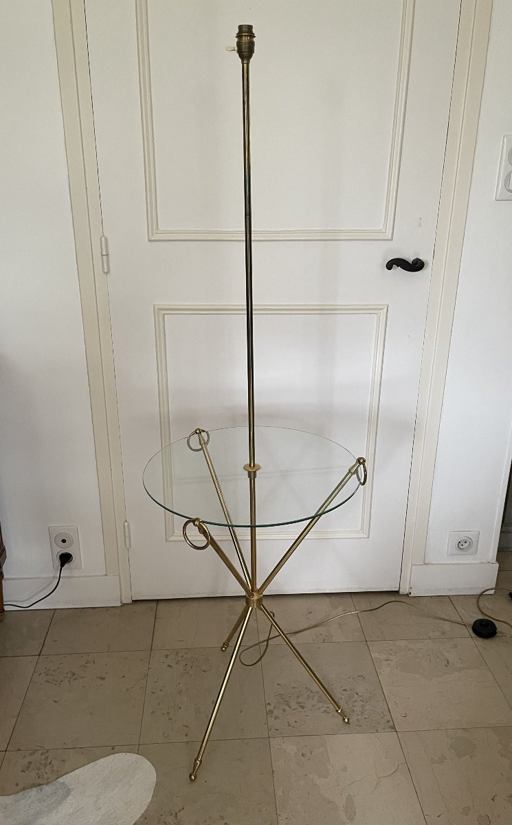 ancien lampadaire Maison Jansen Laiton et verre vintage epoque 1960 1970-photo-5