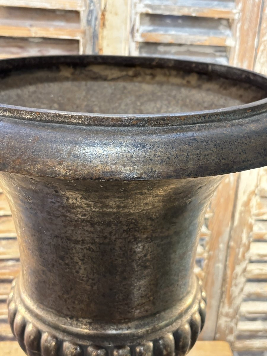 Antique Large Cast Iron Medici Vase, Late 19th Century Garden Vase, Good Size, Height 51 Cm-photo-4