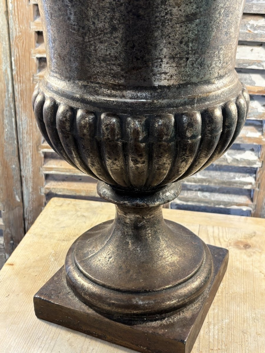Antique Large Cast Iron Medici Vase, Late 19th Century Garden Vase, Good Size, Height 51 Cm-photo-7