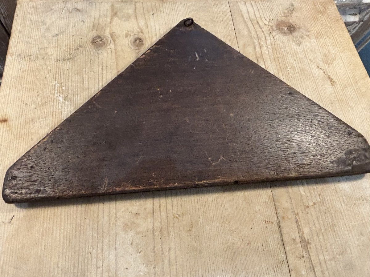 Antique And Very Interesting Small Triangular Mirror, 19th Century, Patinated Wooden Frame-photo-5
