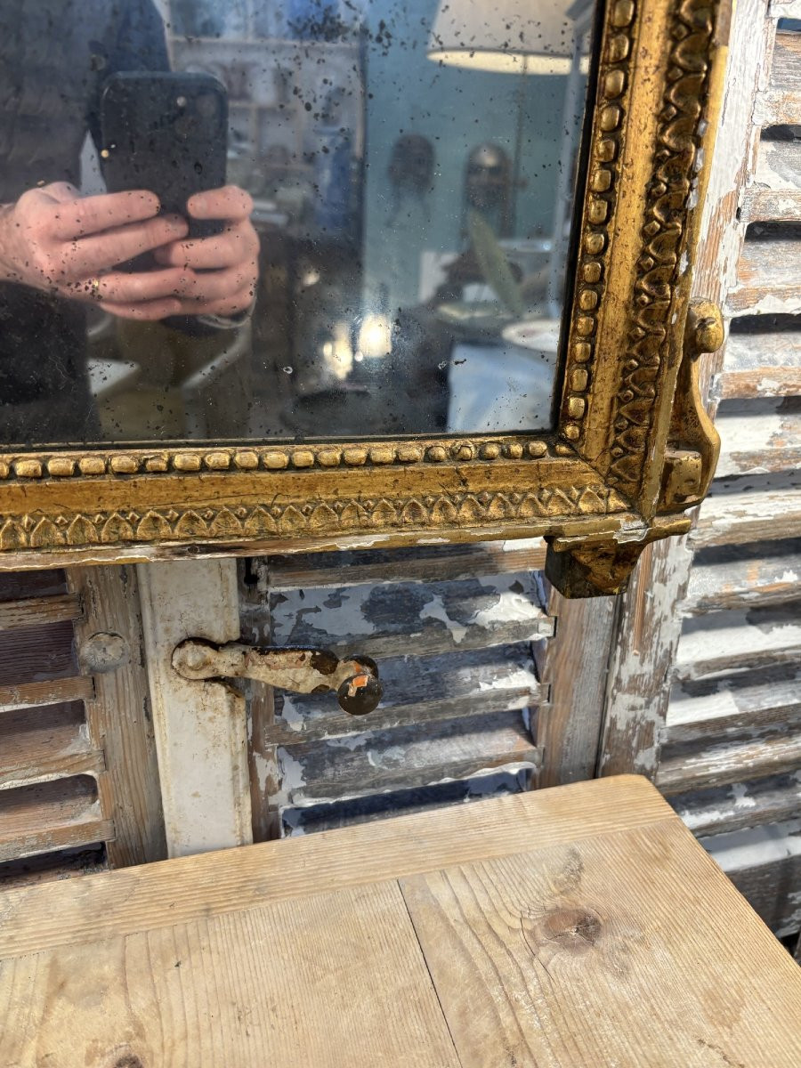 Antique Louis XVI Style Mirror From The 18th Century, With Its Patina And Gilding, In Gilded Wood.-photo-7