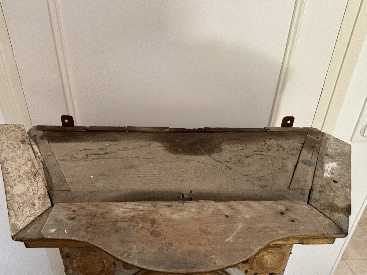 Ancien tabernacle en bois doré et laqué epoque XVIII eme siècle agneau pascal  61 par 70 par 33-photo-6