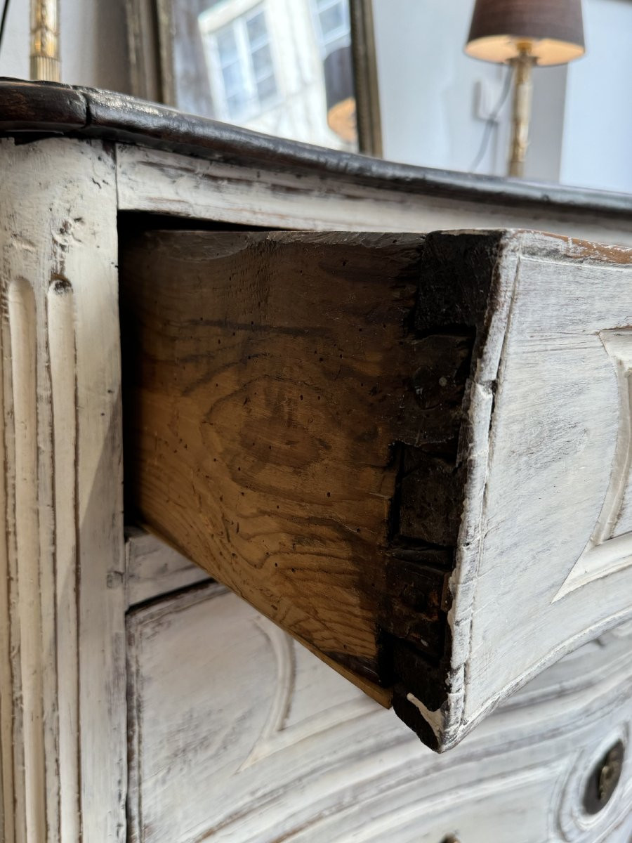 Ancienne Commode Louis XV galbée d' epoque XVIII eme siècle patinée-photo-6