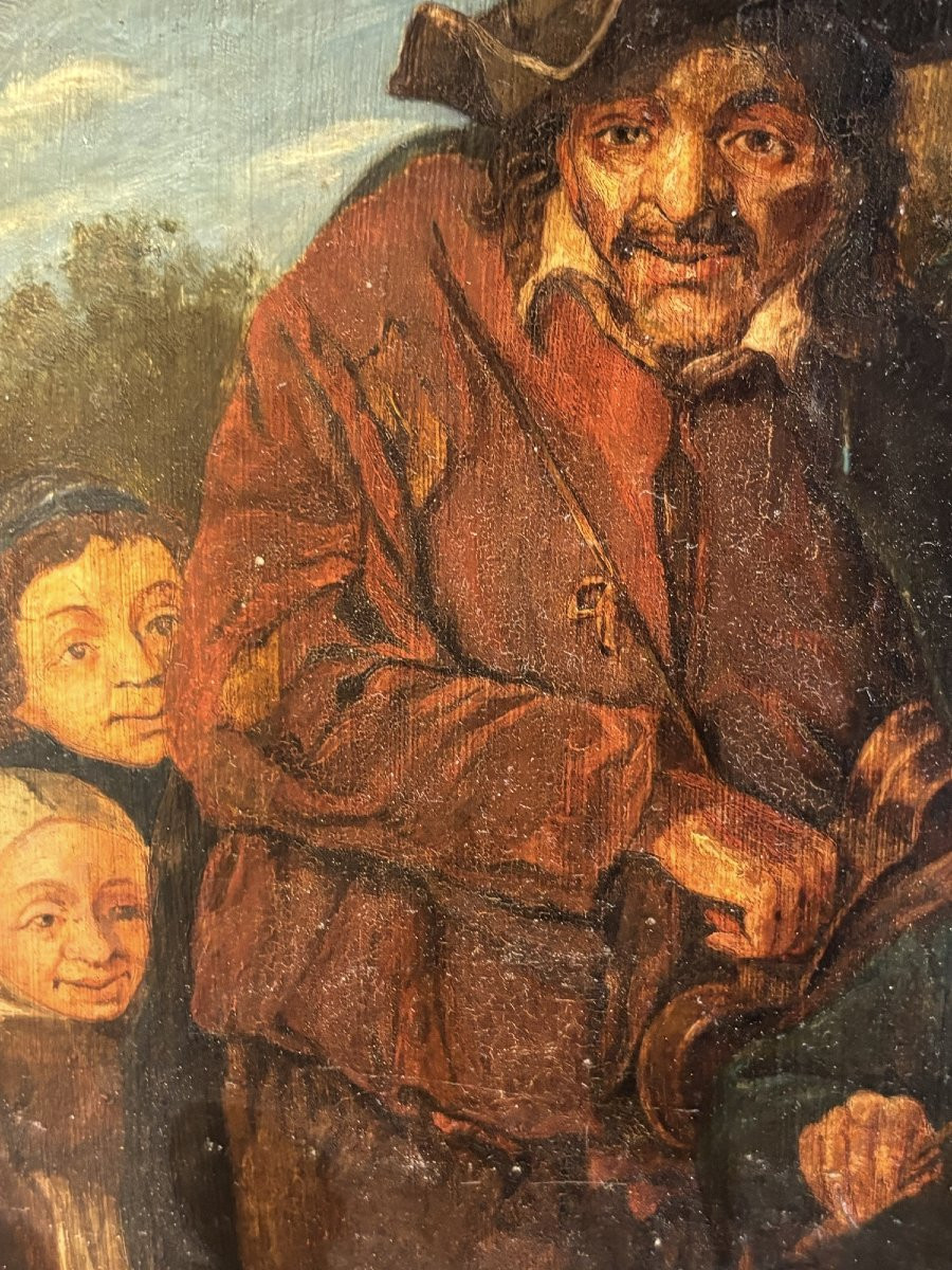 Antique Oil Painting On Panel, Flemish School, Early 19th Century, By Jansz Van Ostade-photo-4