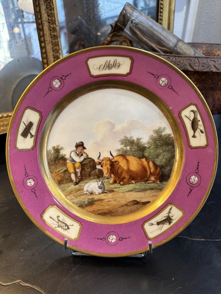 Ancienne assiette en porcelaine de Paris Lebon & Halley - empire consulat num 2-photo-1