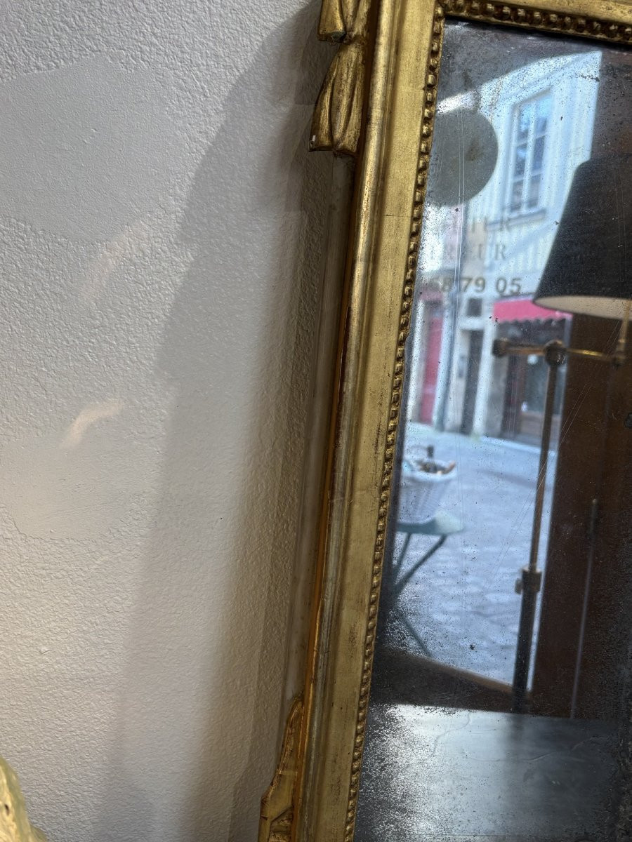 Antique Large Louis XVI Giltwood Mirror, Late 18th Century, With Musical Attributes-photo-1