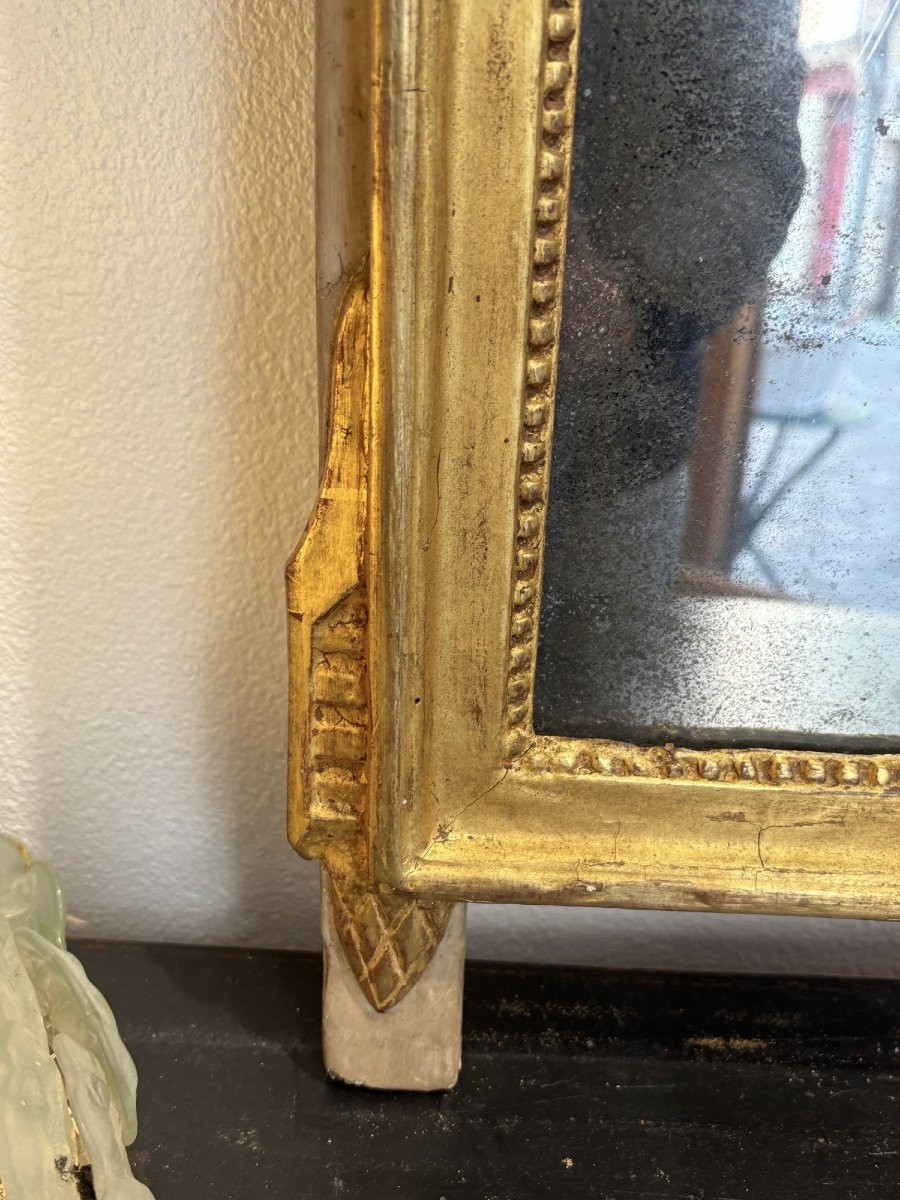 Antique Large Louis XVI Giltwood Mirror, Late 18th Century, With Musical Attributes-photo-2