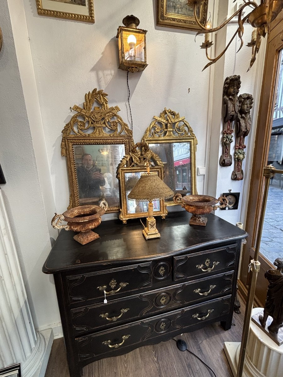 Antique Large Louis XVI Giltwood Mirror, Late 18th Century, With Musical Attributes-photo-6