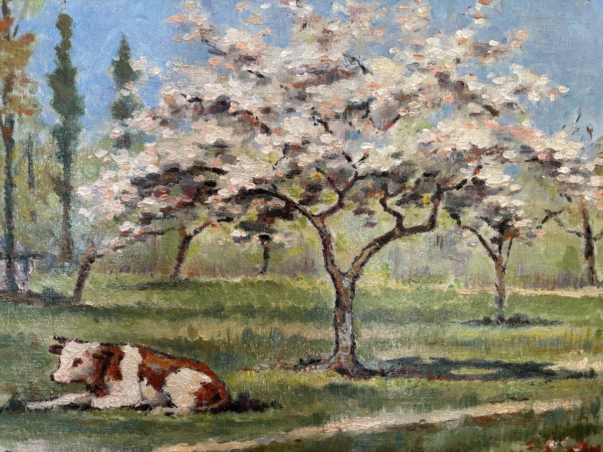 Old Painting Oil On Canvas Rouen School E Eveno Circa 1920 Normandy-photo-3