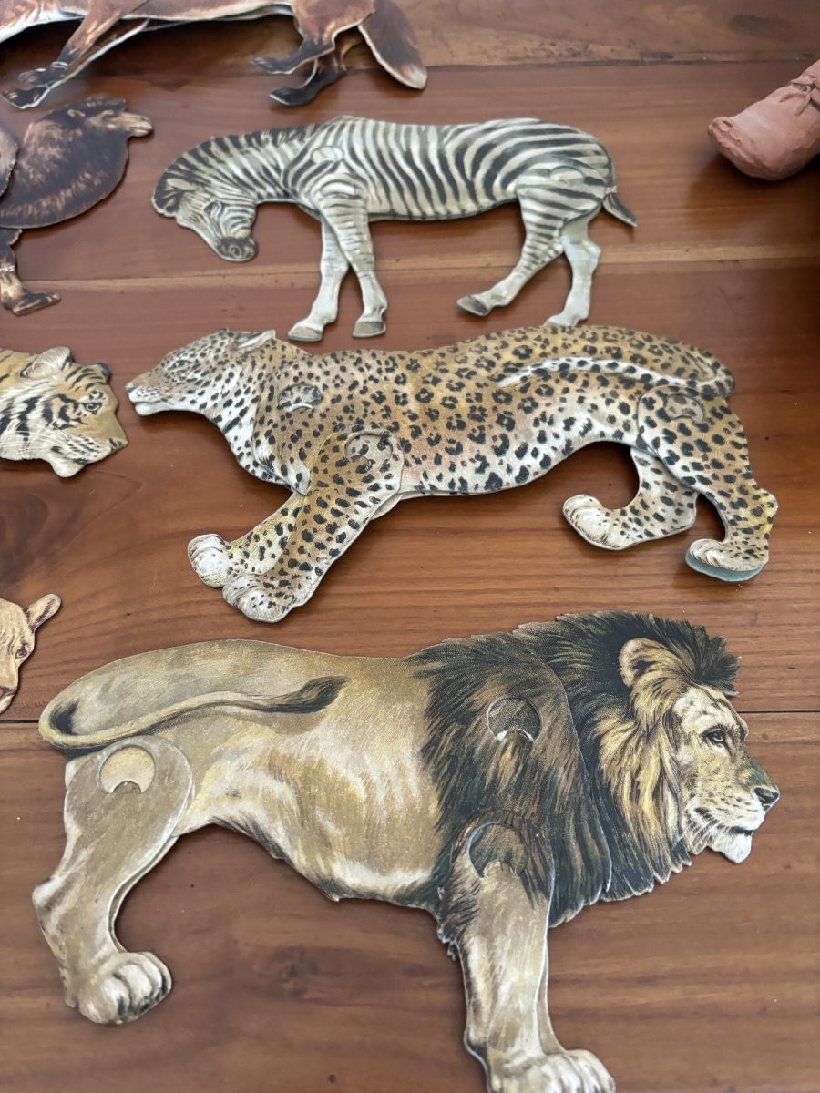 Raphael Tuck & Son animaux articules de la savane vers 1900 en carton jeu jouet ancien UK-photo-3