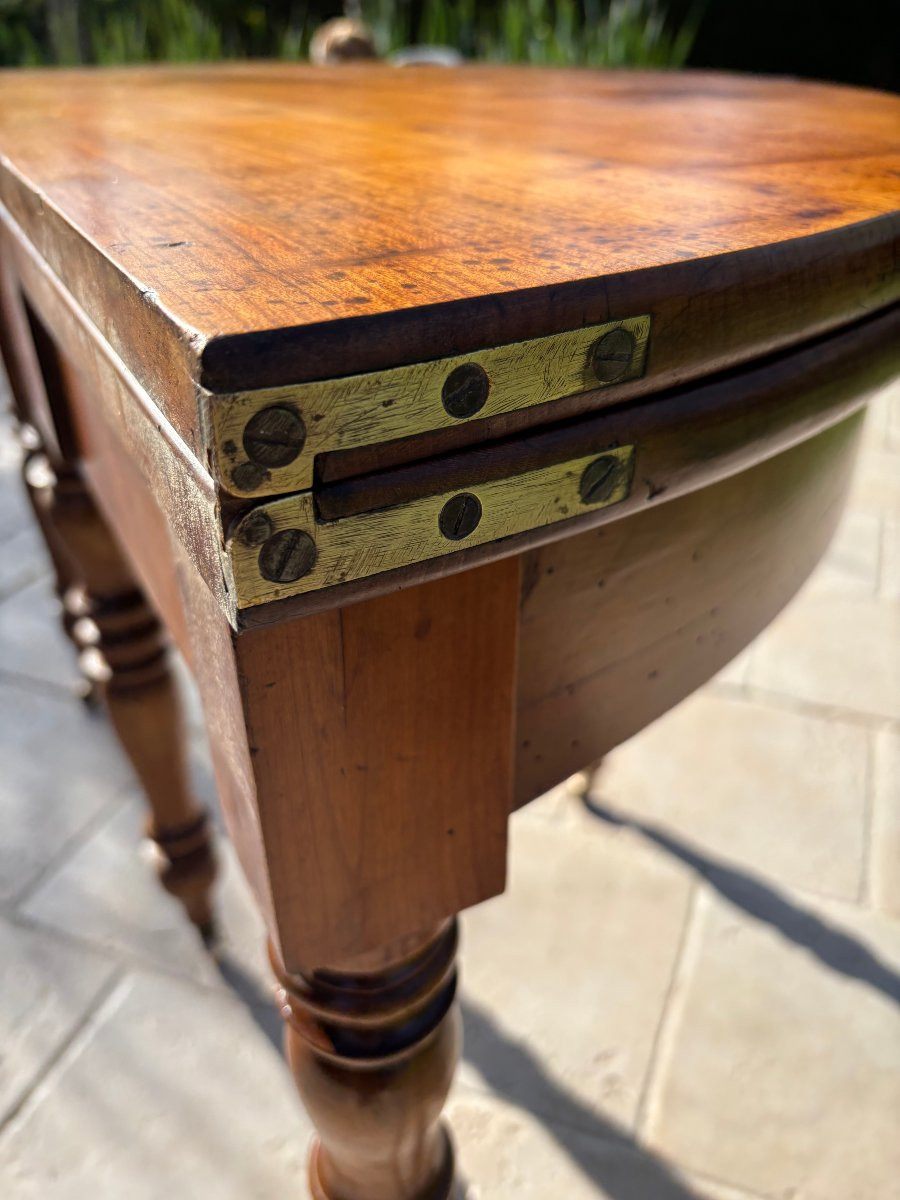 Antique Half-moon Console Table In Fruitwood From The 19th Century With A Nice Patina.-photo-8