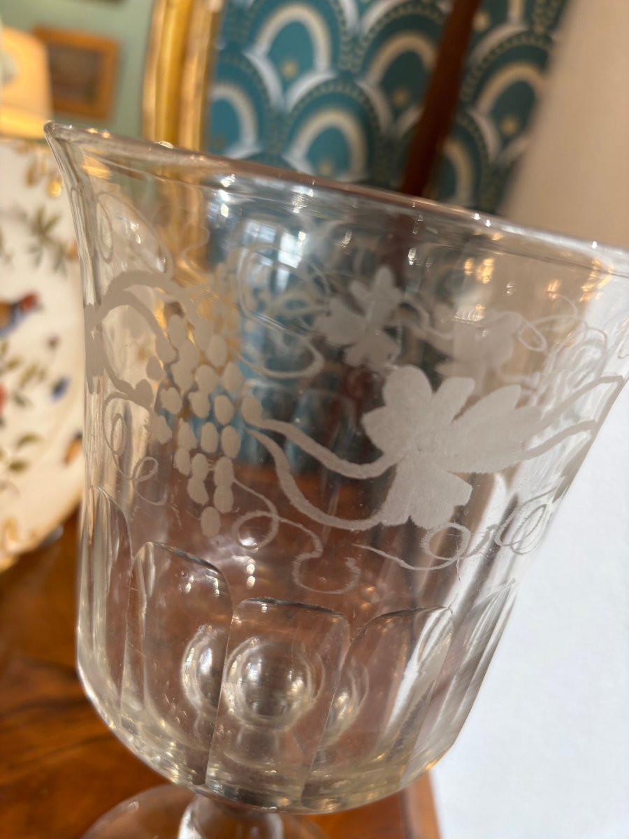 Antique Norman Engraved Wedding Glass, XIXth Century-photo-3