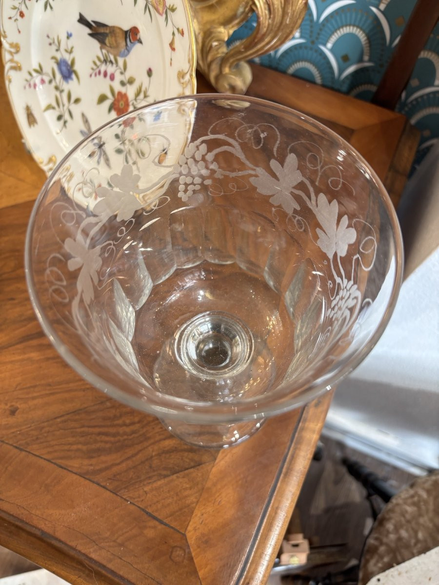 Antique Norman Engraved Wedding Glass, XIXth Century-photo-3