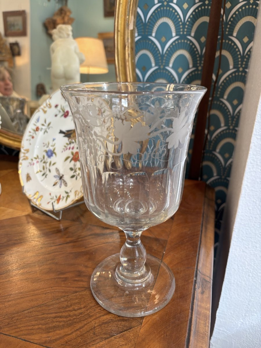 Antique Norman Engraved Wedding Glass, XIXth Century-photo-4