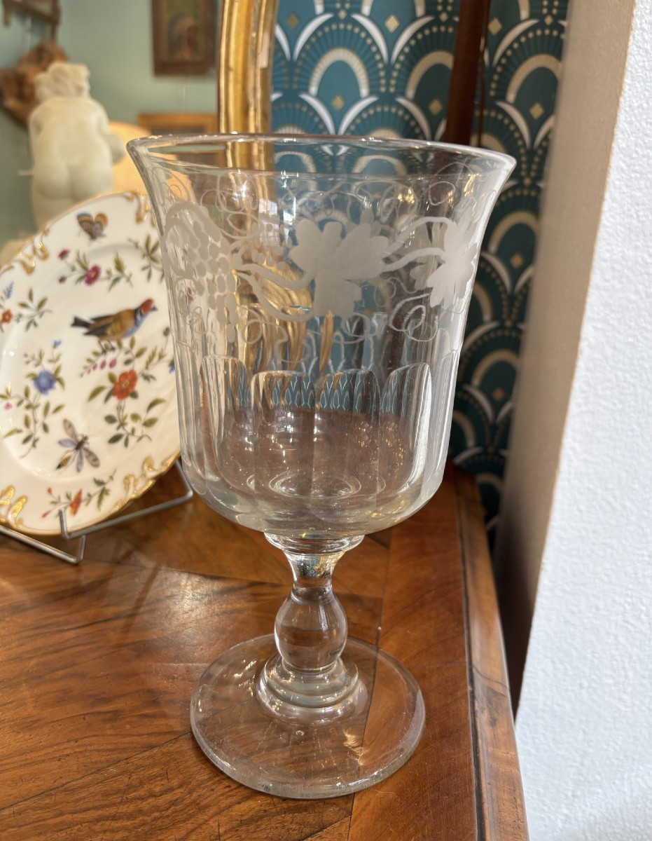 Antique Norman Engraved Wedding Glass, XIXth Century