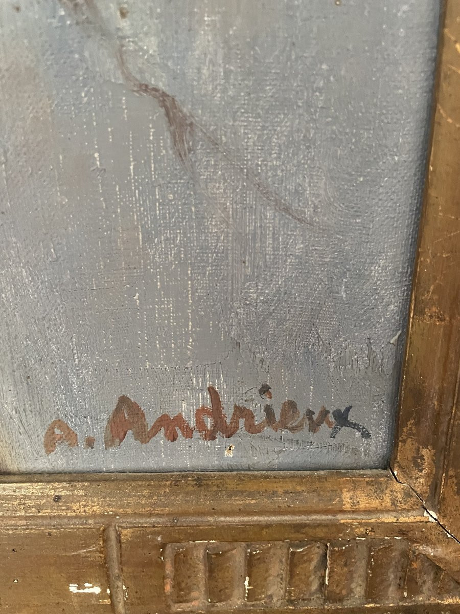 Old Oil On Canvas Painting Le Rapace By Alfred Andrieux Hst Animalier Art Déco-photo-2