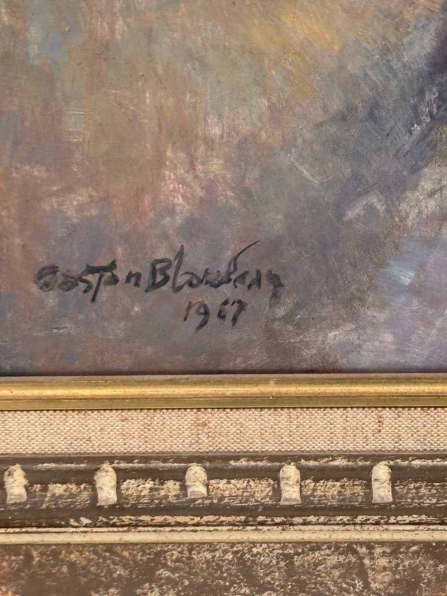 Old Painting Portrait Of A Boy By Gaston Blondeau Oil On Mahogany Panel Mid XX Eme-photo-4