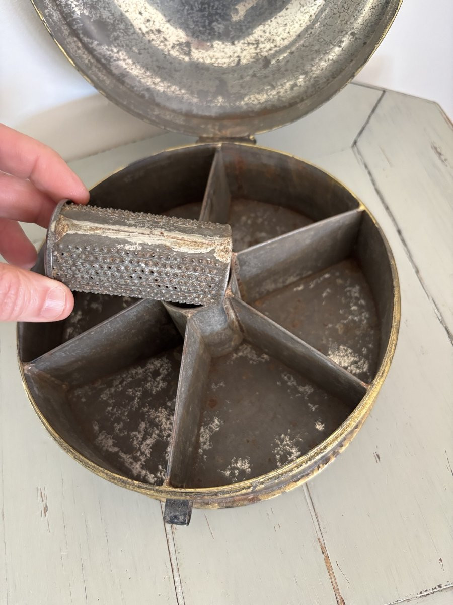 Antique Painted Tin Spice Box, 19th Century Probably England-photo-5