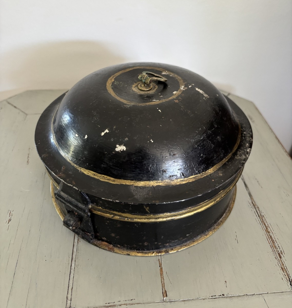 Antique Painted Tin Spice Box, 19th Century Probably England