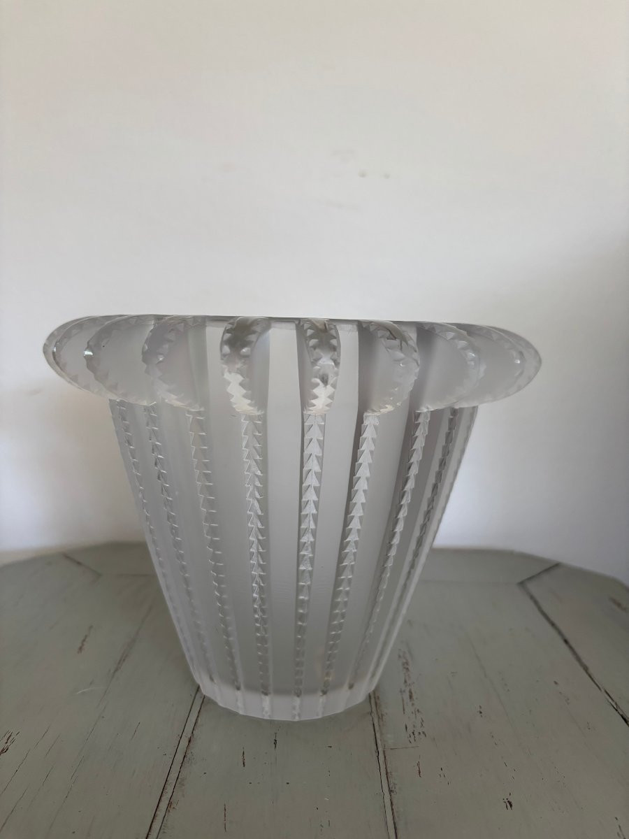 Antique Lalique France Art Deco Royat Vase XX Eme Siecle Cristal 1930-photo-3