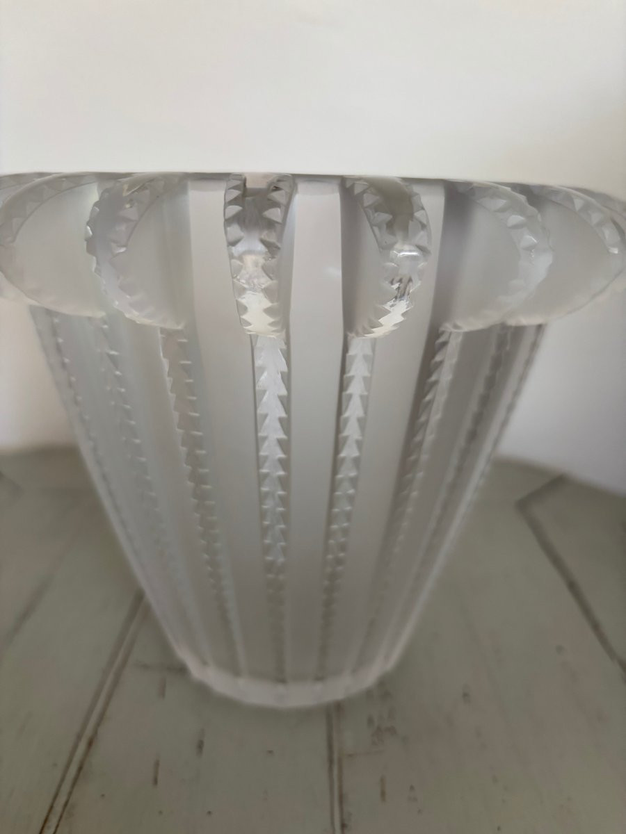 Antique Lalique France Art Deco Royat Vase XX Eme Siecle Cristal 1930-photo-5