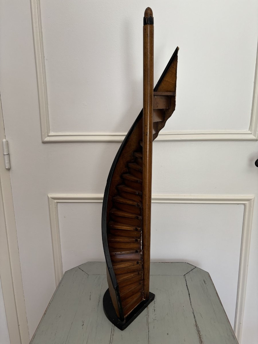 ancien projet d' escalier de compagnon objet meuble de maitrise vers 1900 maîtrise -photo-1