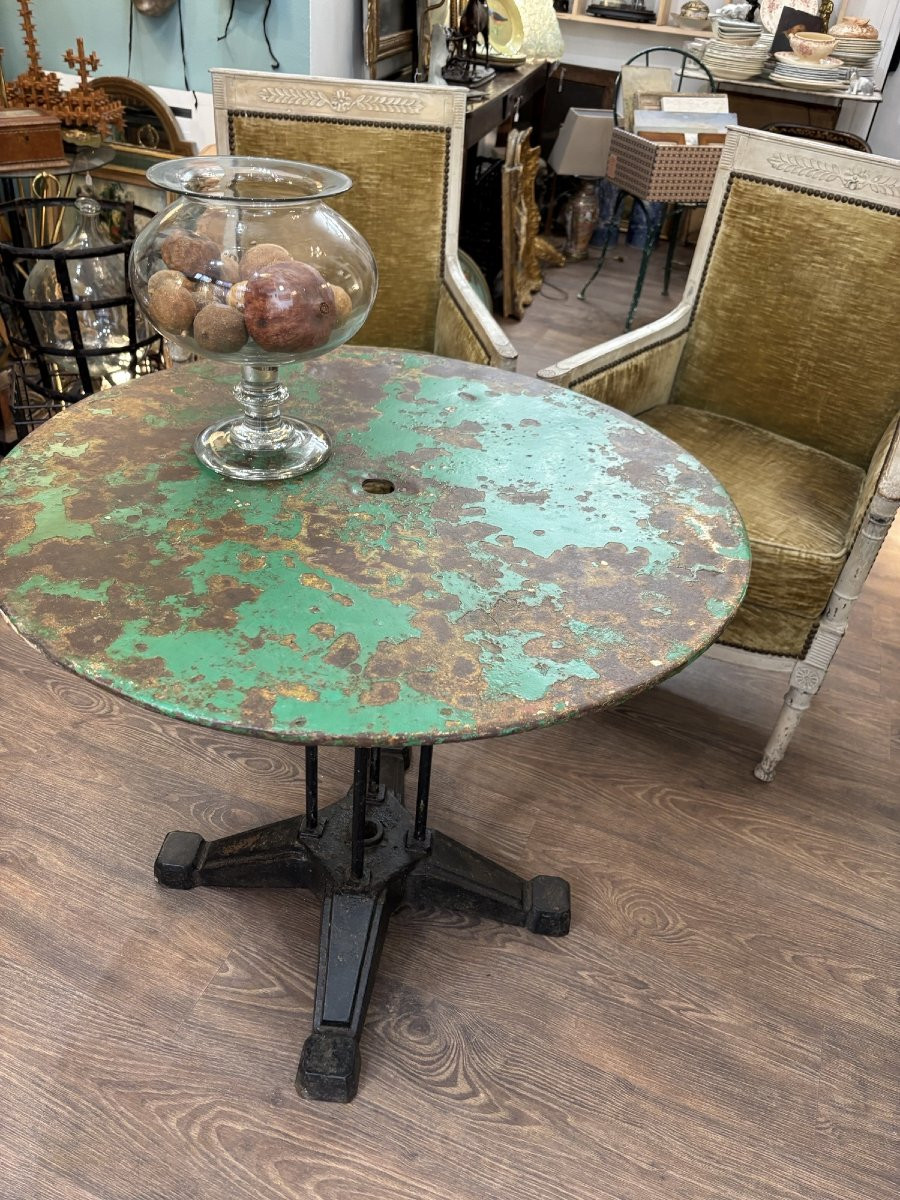 Ancienne table guéridon de jardin en fonte art déco vers 1930 debut XX eme jardin d'hiver-photo-5