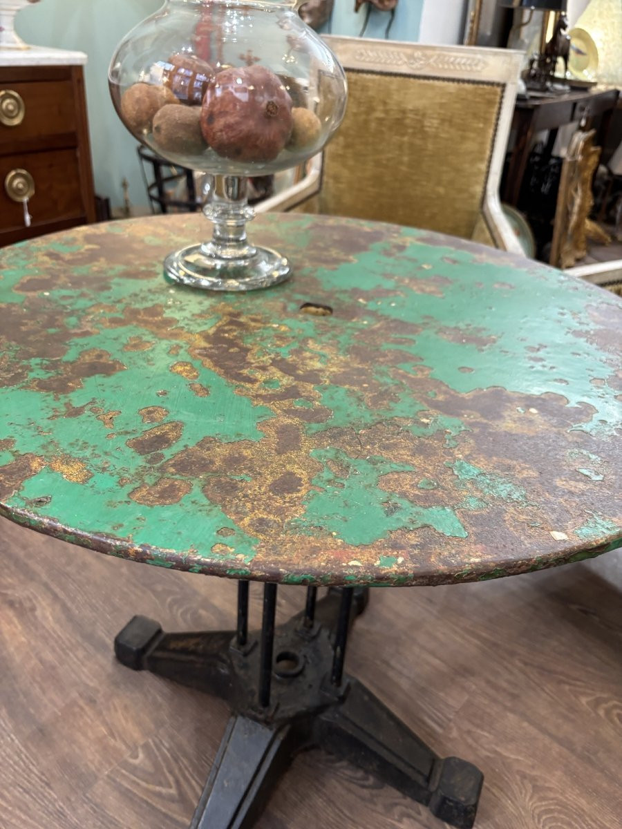 Ancienne table guéridon de jardin en fonte art déco vers 1930 debut XX eme jardin d'hiver-photo-8