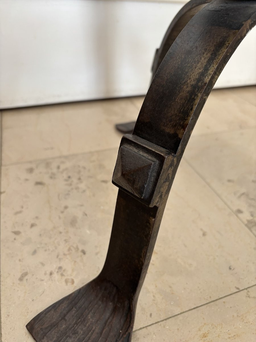 Antique And Original Tripod Iron And Marble Gueridon, Circa 1950 Vintage Coffee Table-photo-6