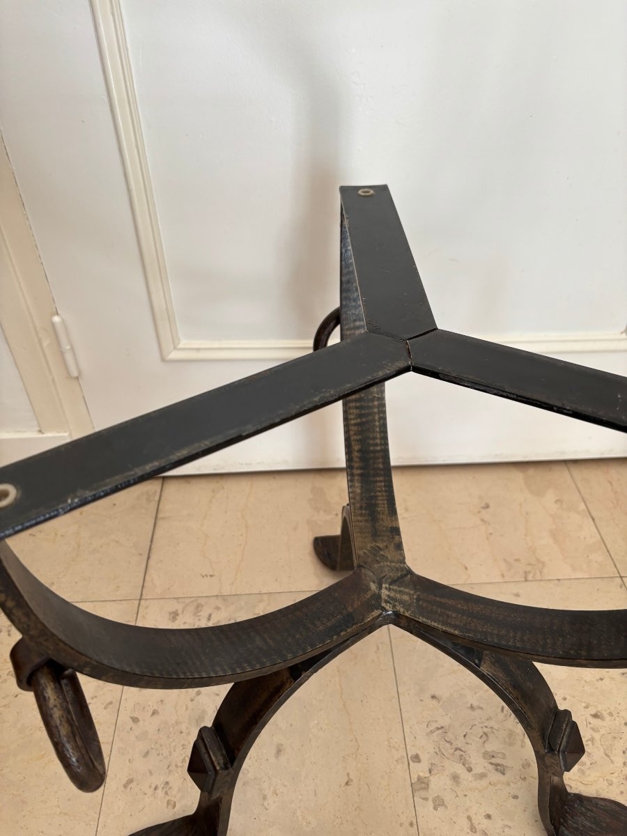 Antique And Original Tripod Iron And Marble Gueridon, Circa 1950 Vintage Coffee Table-photo-8