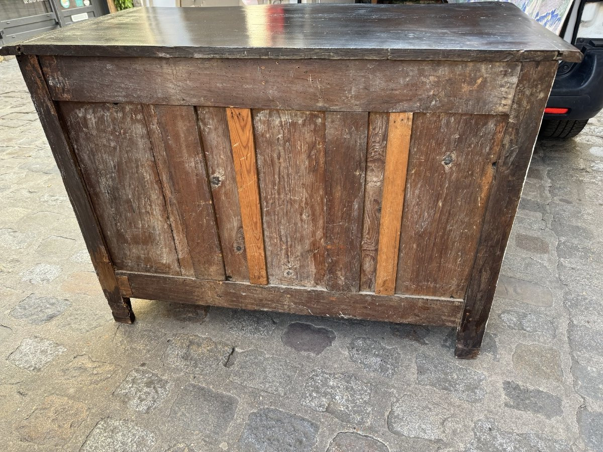 Ancienne Commode Louis XV galbée d' epoque XVIII eme siècle patinée bois peint -photo-7