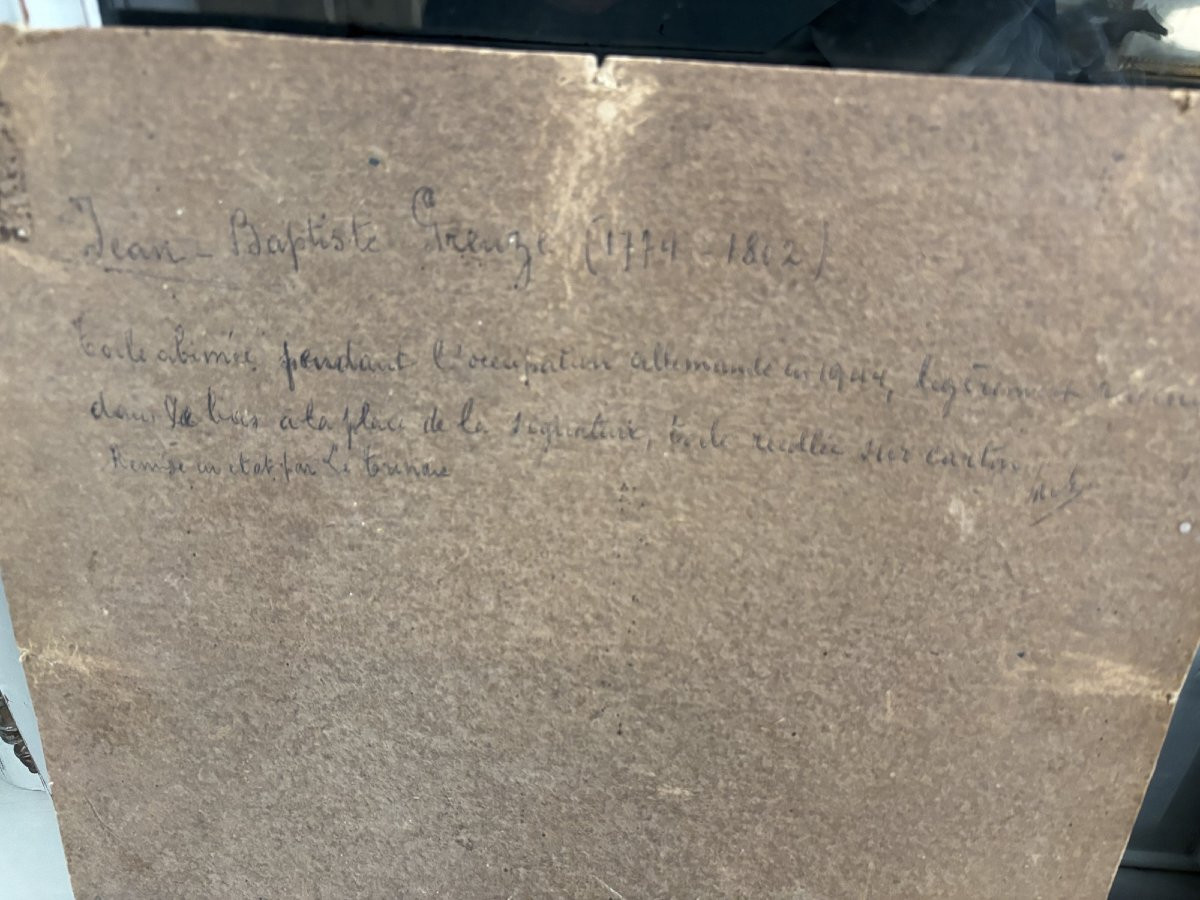 tableau ancien , ecole française fin XVIII eme d'apres Greuze : la presentation du dernier né -photo-7