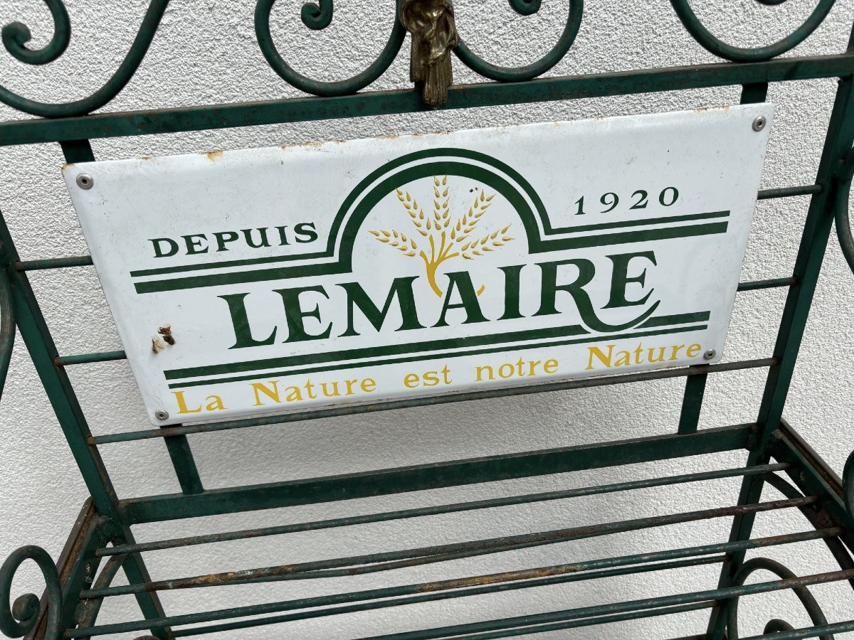 Ancienne et petite étagère à grille de boulanger vers 1950 etagere meuble métier presentoir-photo-2