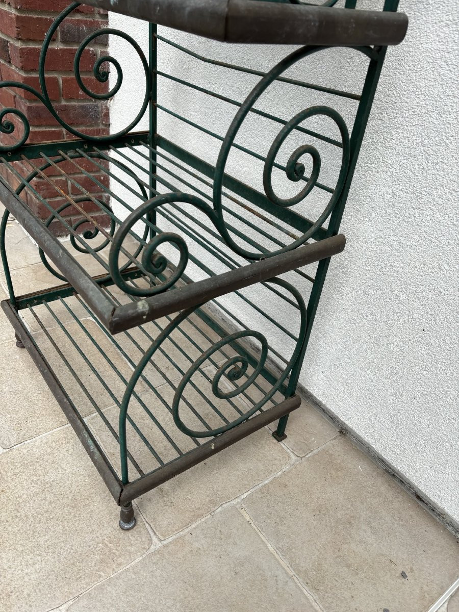 Ancienne et petite étagère à grille de boulanger vers 1950 etagere meuble métier presentoir-photo-6