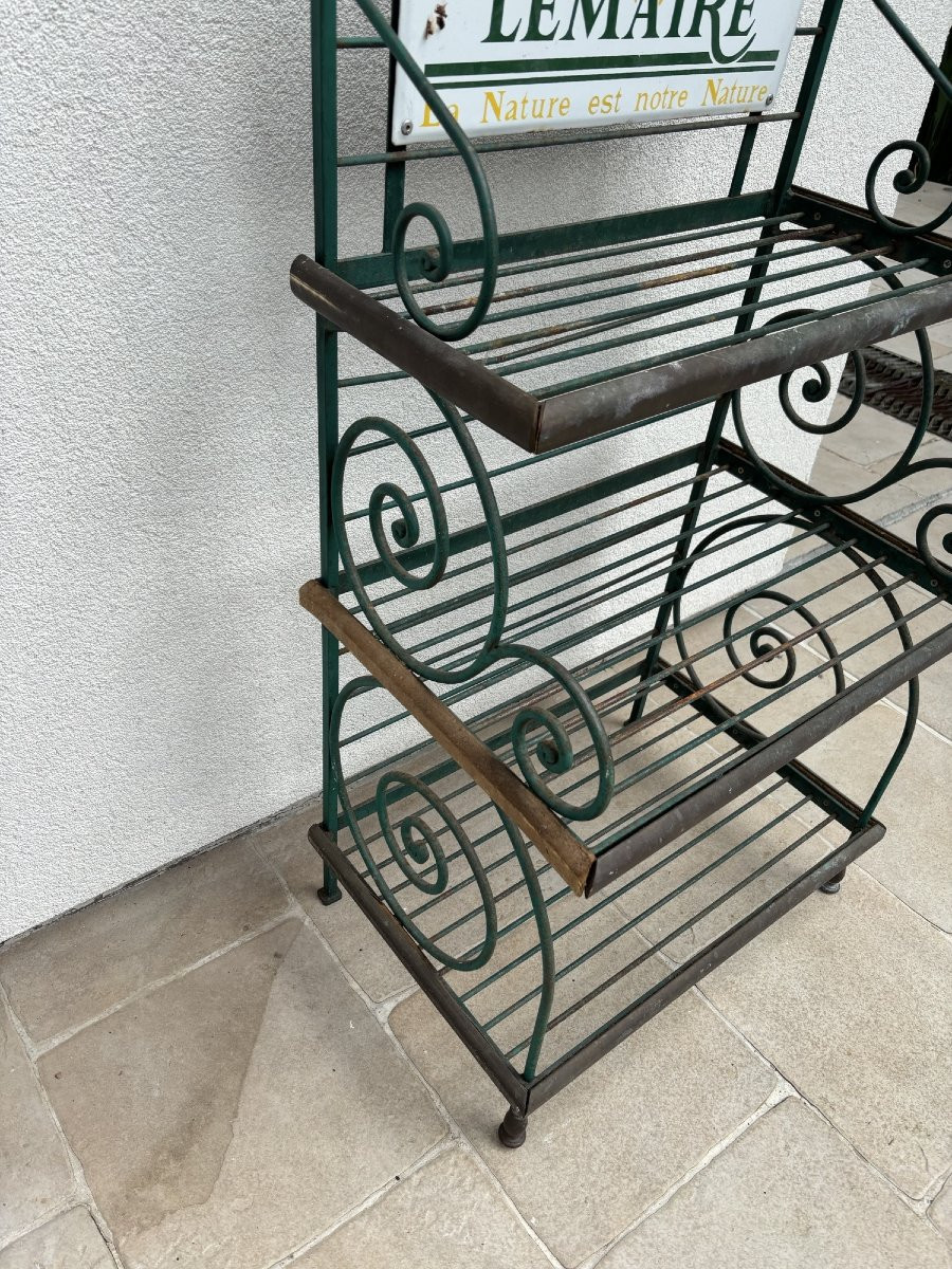 Ancienne et petite étagère à grille de boulanger vers 1950 etagere meuble métier presentoir-photo-7