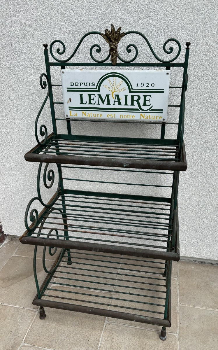 Ancienne et petite étagère à grille de boulanger vers 1950 etagere meuble métier presentoir