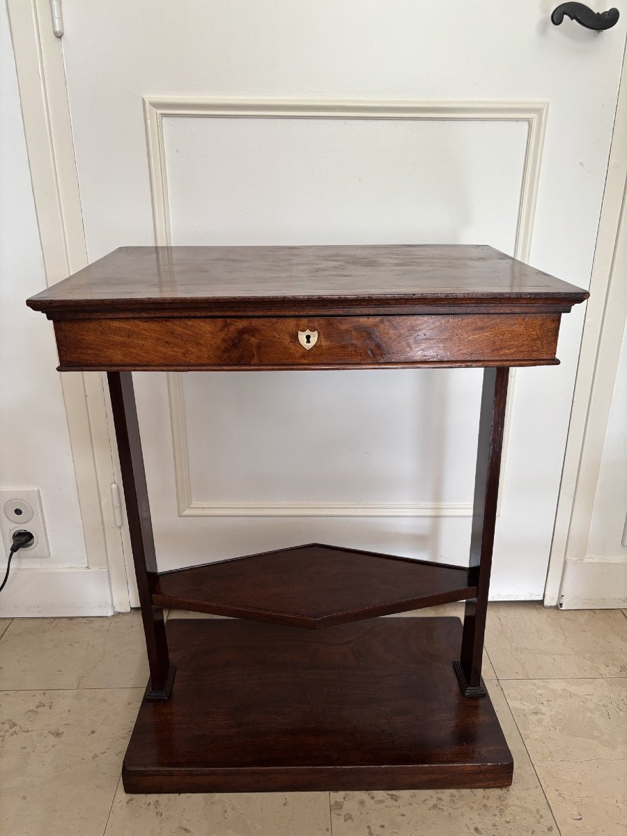 Antique Directoire Book Table, Console Or Dressing Table, Early 19th Century In Walnut-photo-1