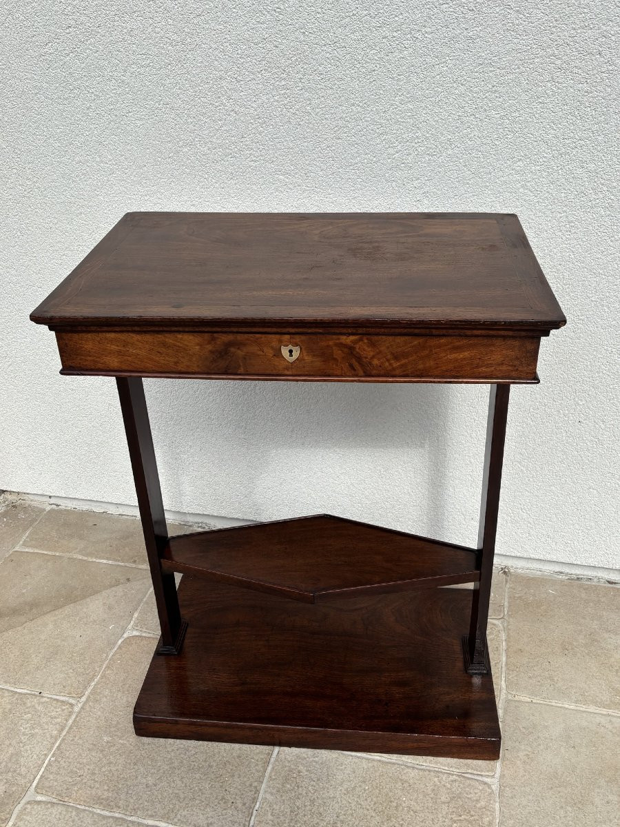 Antique Directoire Book Table, Console Or Dressing Table, Early 19th Century In Walnut-photo-5