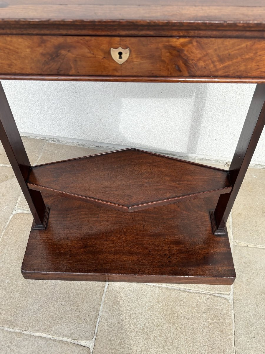 Antique Directoire Book Table, Console Or Dressing Table, Early 19th Century In Walnut-photo-7
