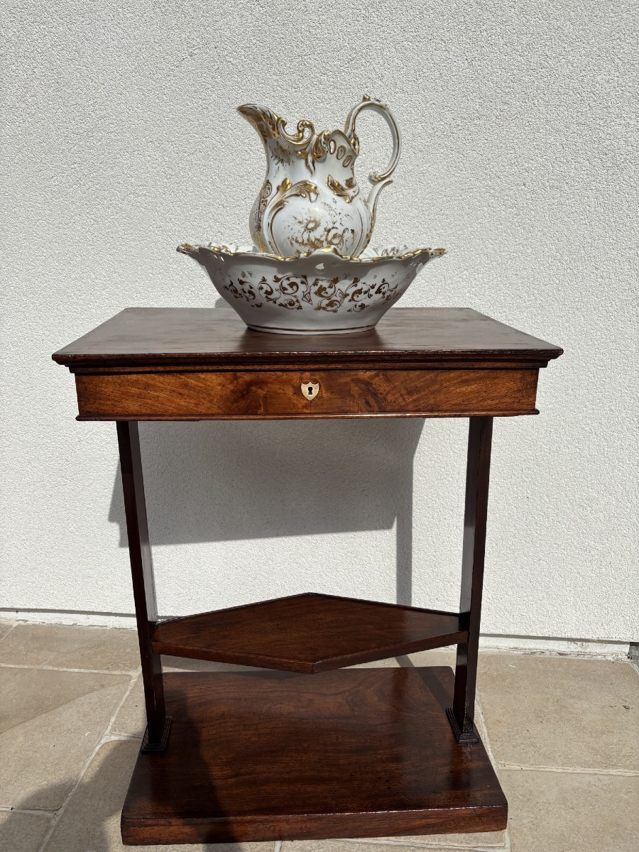 Antique Directoire Book Table, Console Or Dressing Table, Early 19th Century In Walnut