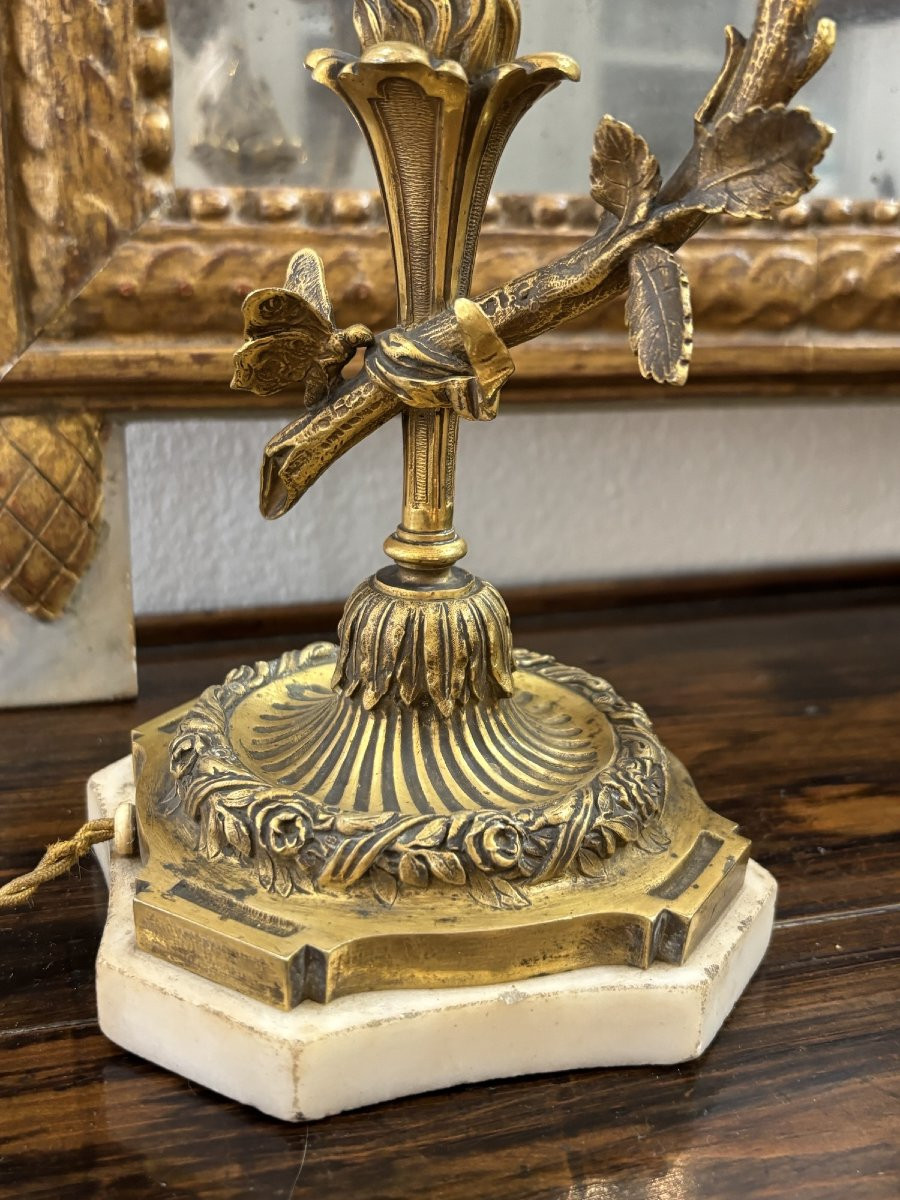 Antique Napoleon III Art Nouveau Bronze Lamp With Cherub And Butterfly Late 19th Century-photo-3