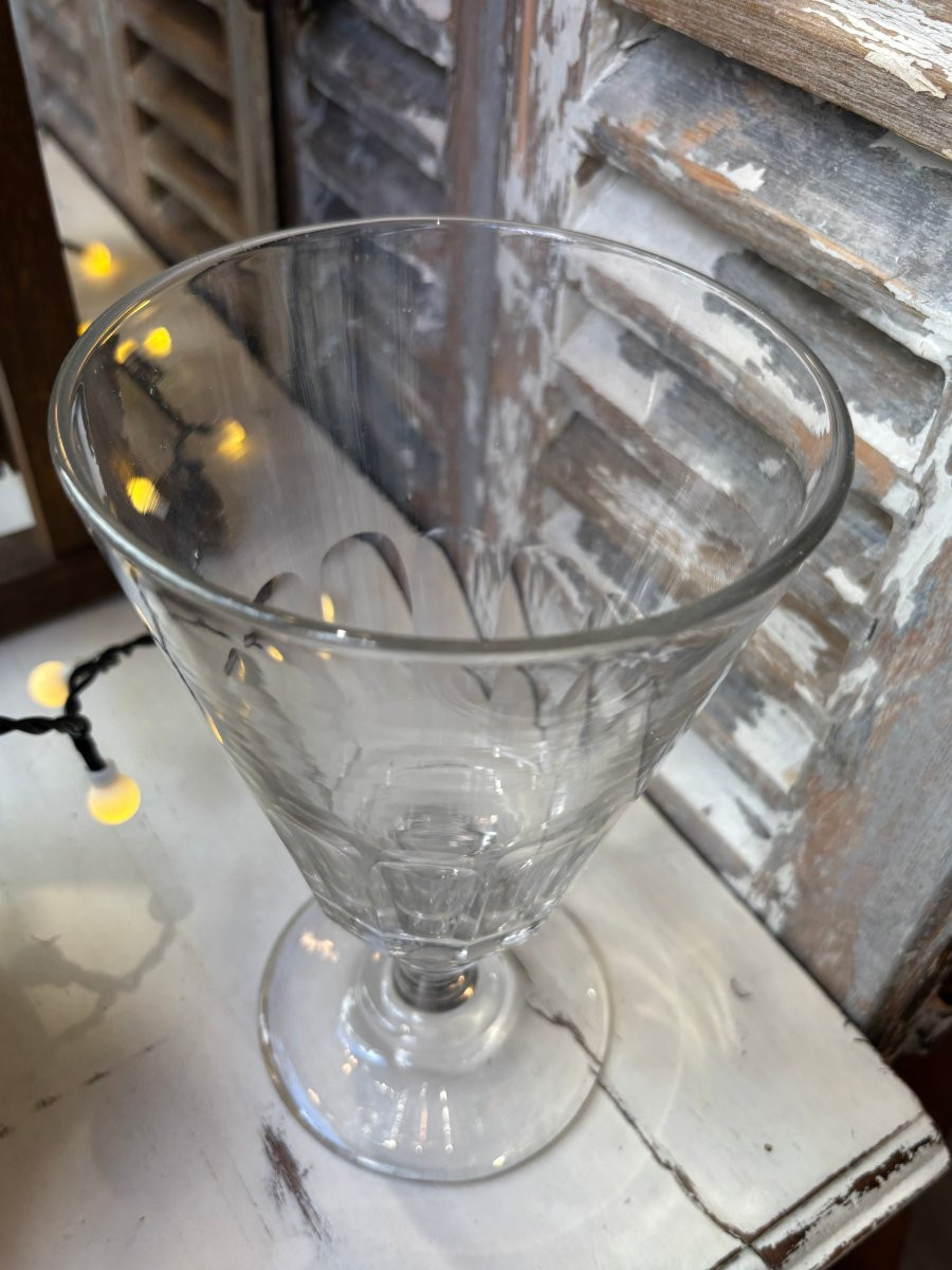 Antique Very Large Wedding Glass From Normandy, 19th Century, With Cut Sides-photo-2