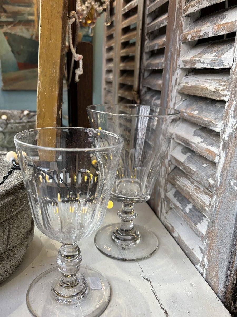 Antique Very Large Wedding Glass From Normandy, 19th Century, With Cut Sides-photo-5