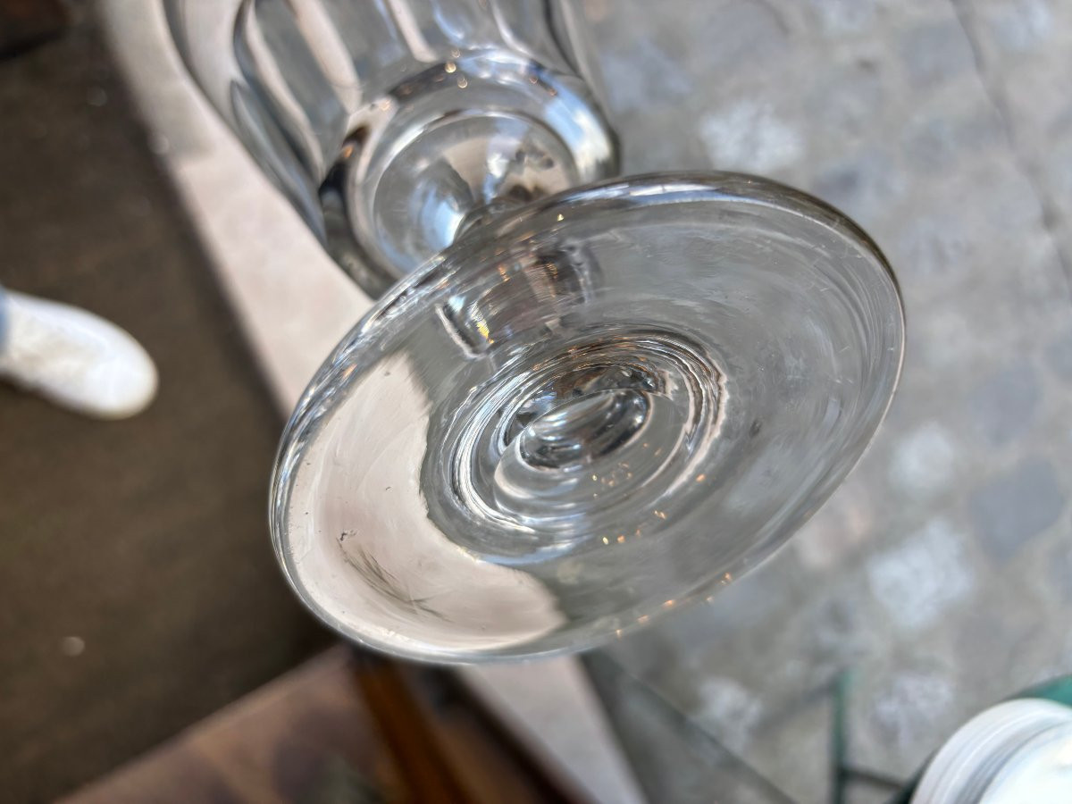 Antique Very Large Wedding Glass From Normandy, 19th Century, With Cut Sides-photo-6