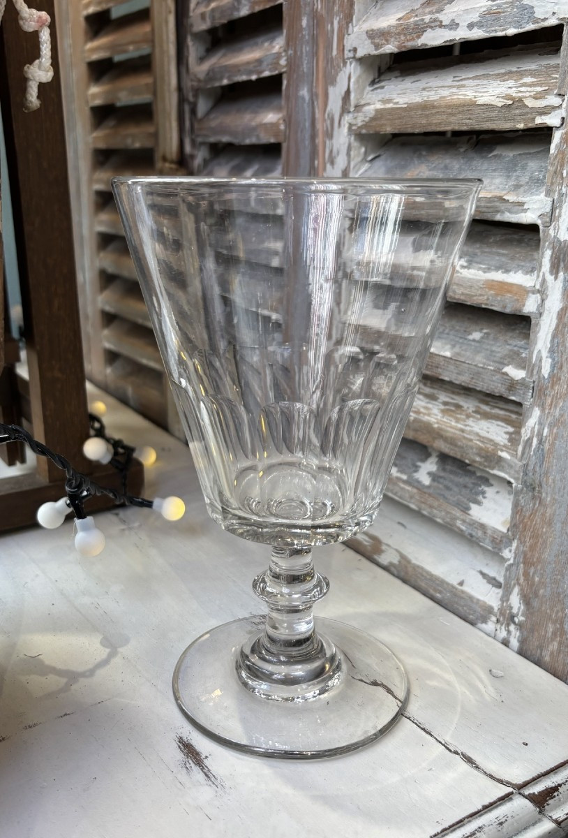 Antique Very Large Wedding Glass From Normandy, 19th Century, With Cut Sides