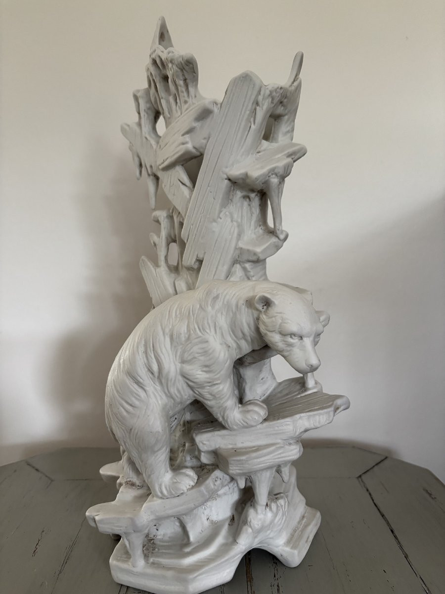 Antique And Large Pair Of Polar Bears In Porcelain Bisque, Circa 1900. White Bear 36 Cm-photo-3