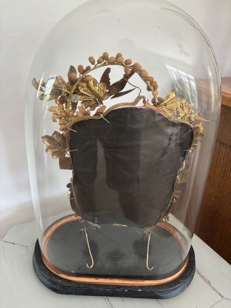 Ancien globe de mariée epoque XIX eme siècle Napoleon III verre et bois noirci -photo-5