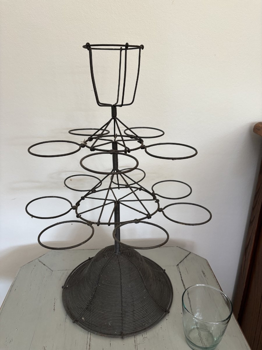 Tres original porte lumignons en fil fer tressé vers 1920 porte bougie art nouveau-photo-5